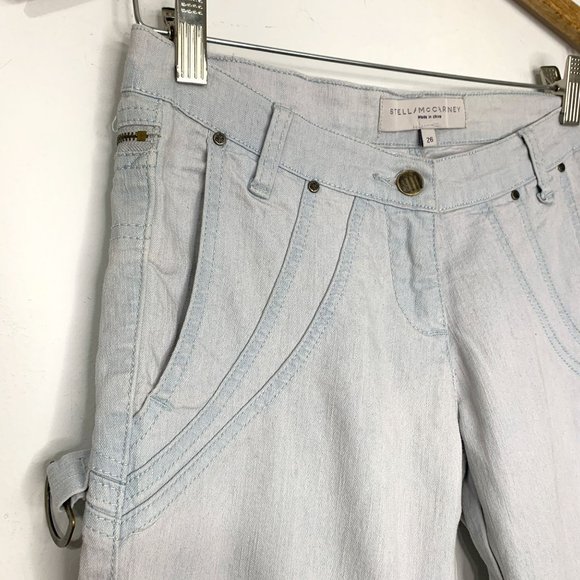 RARE STELLA MCCARTNEY Grey Blue Crop Pant w/ Retro Stitching Pockets Key Ring Sz - Picture 2 of 11